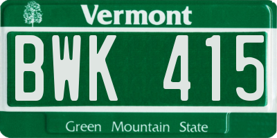 VT license plate BWK415