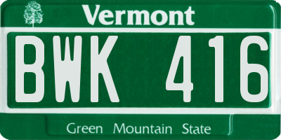 VT license plate BWK416