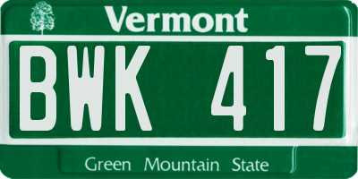 VT license plate BWK417