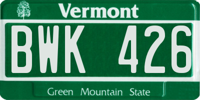 VT license plate BWK426