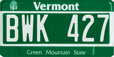 VT license plate BWK427