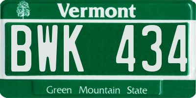 VT license plate BWK434