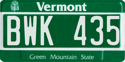 VT license plate BWK435