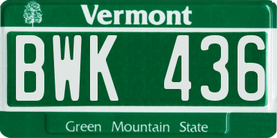 VT license plate BWK436