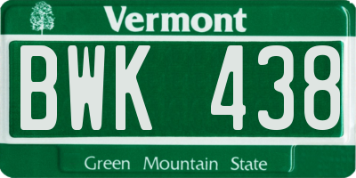 VT license plate BWK438