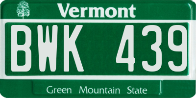 VT license plate BWK439
