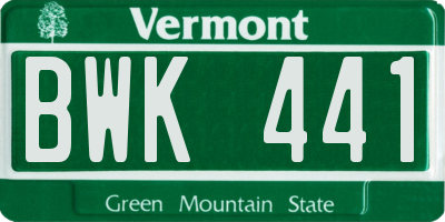 VT license plate BWK441