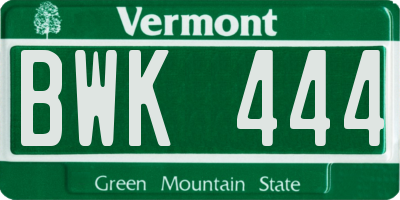 VT license plate BWK444