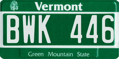 VT license plate BWK446