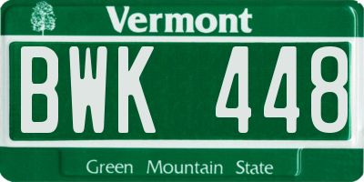 VT license plate BWK448