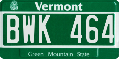 VT license plate BWK464