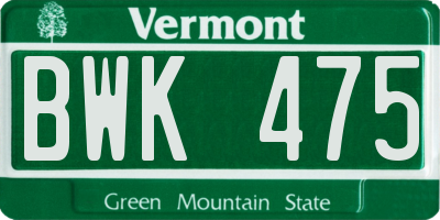 VT license plate BWK475