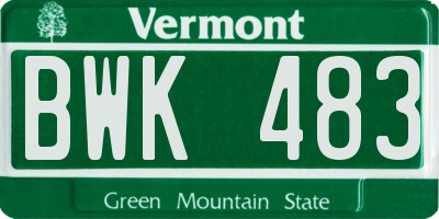VT license plate BWK483