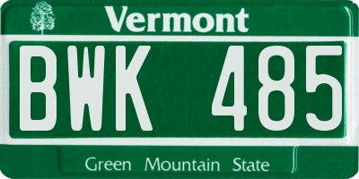 VT license plate BWK485