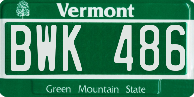 VT license plate BWK486