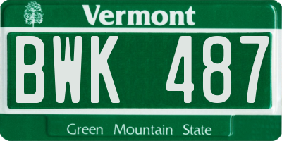 VT license plate BWK487