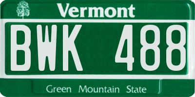 VT license plate BWK488