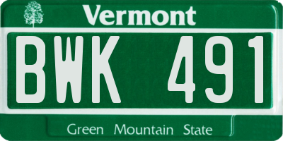 VT license plate BWK491