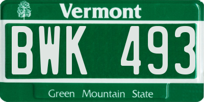 VT license plate BWK493