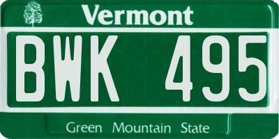 VT license plate BWK495