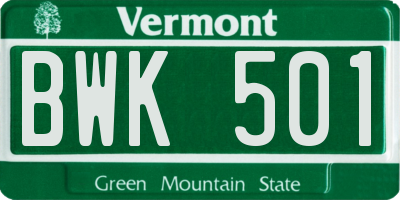 VT license plate BWK501