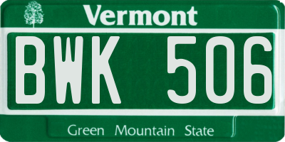 VT license plate BWK506