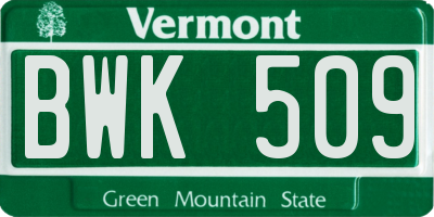 VT license plate BWK509