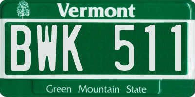 VT license plate BWK511