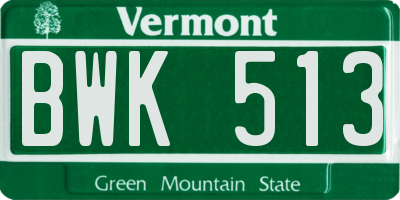VT license plate BWK513