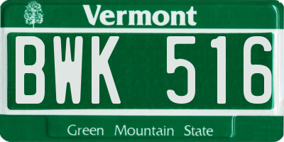 VT license plate BWK516