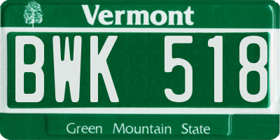 VT license plate BWK518