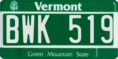 VT license plate BWK519