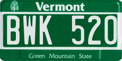VT license plate BWK520