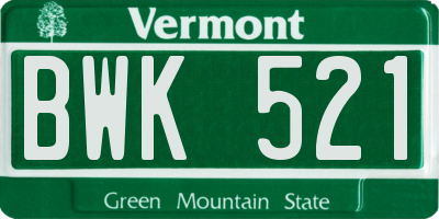 VT license plate BWK521