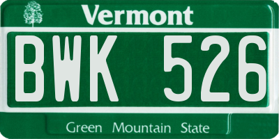 VT license plate BWK526