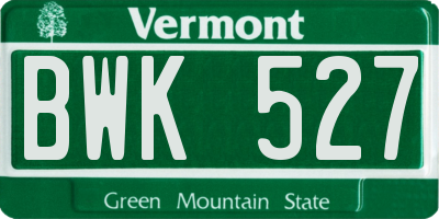 VT license plate BWK527