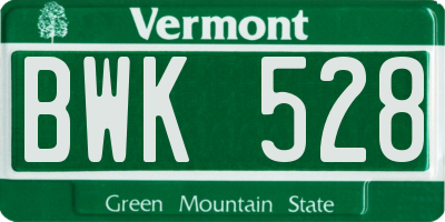 VT license plate BWK528