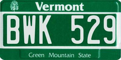 VT license plate BWK529
