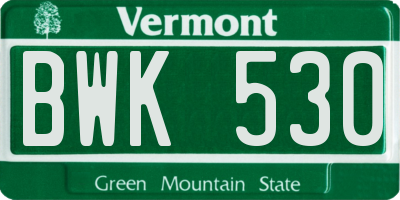 VT license plate BWK530