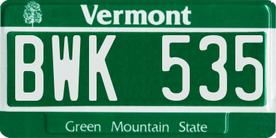 VT license plate BWK535