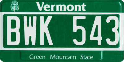 VT license plate BWK543