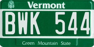 VT license plate BWK544