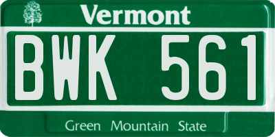 VT license plate BWK561