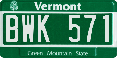 VT license plate BWK571