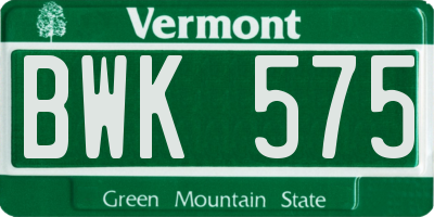 VT license plate BWK575