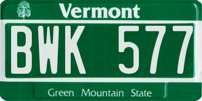 VT license plate BWK577