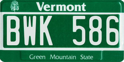 VT license plate BWK586