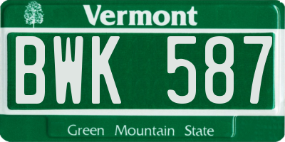 VT license plate BWK587