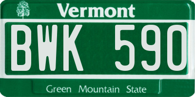 VT license plate BWK590