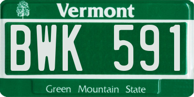 VT license plate BWK591